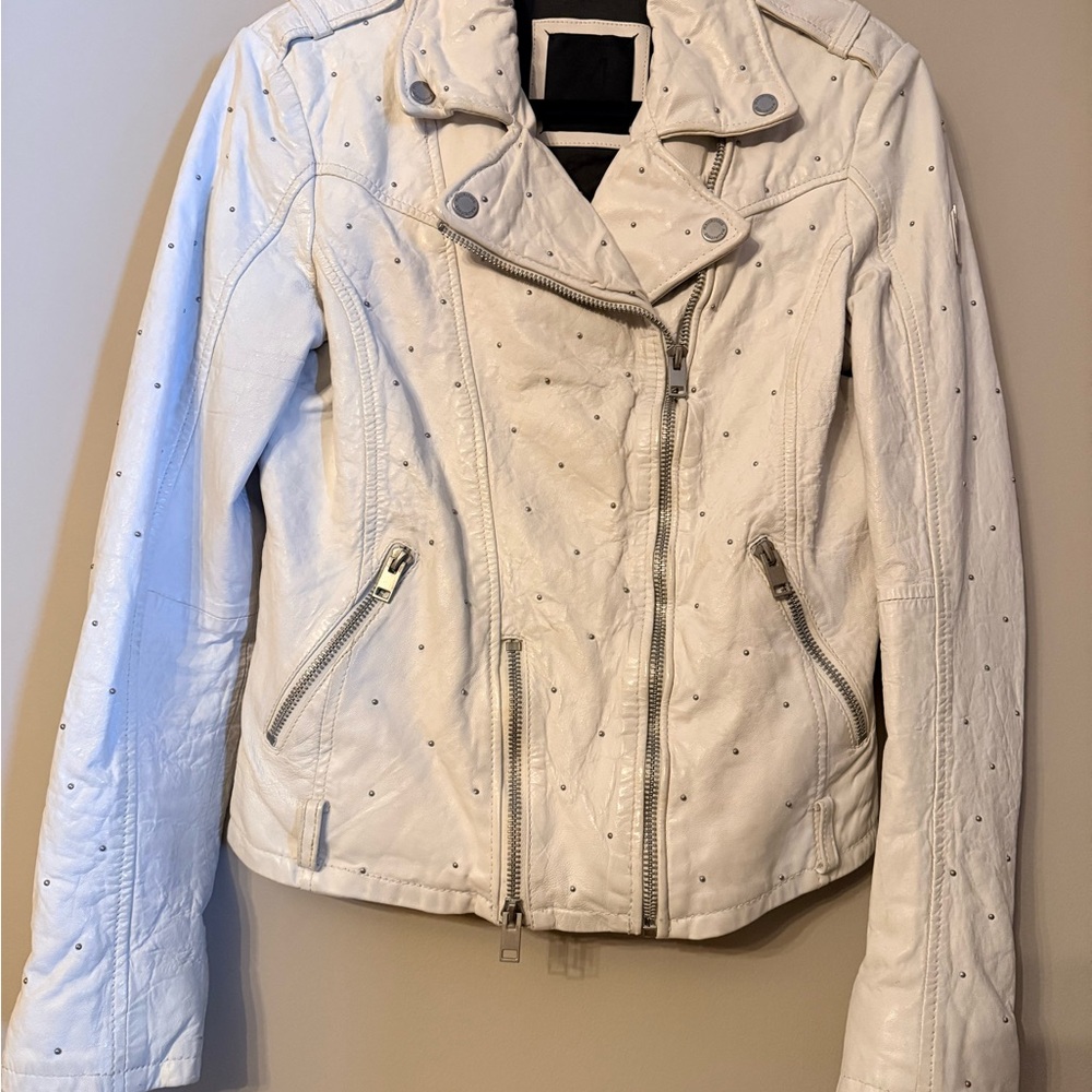 White Leather Jacket with Studs - image 1